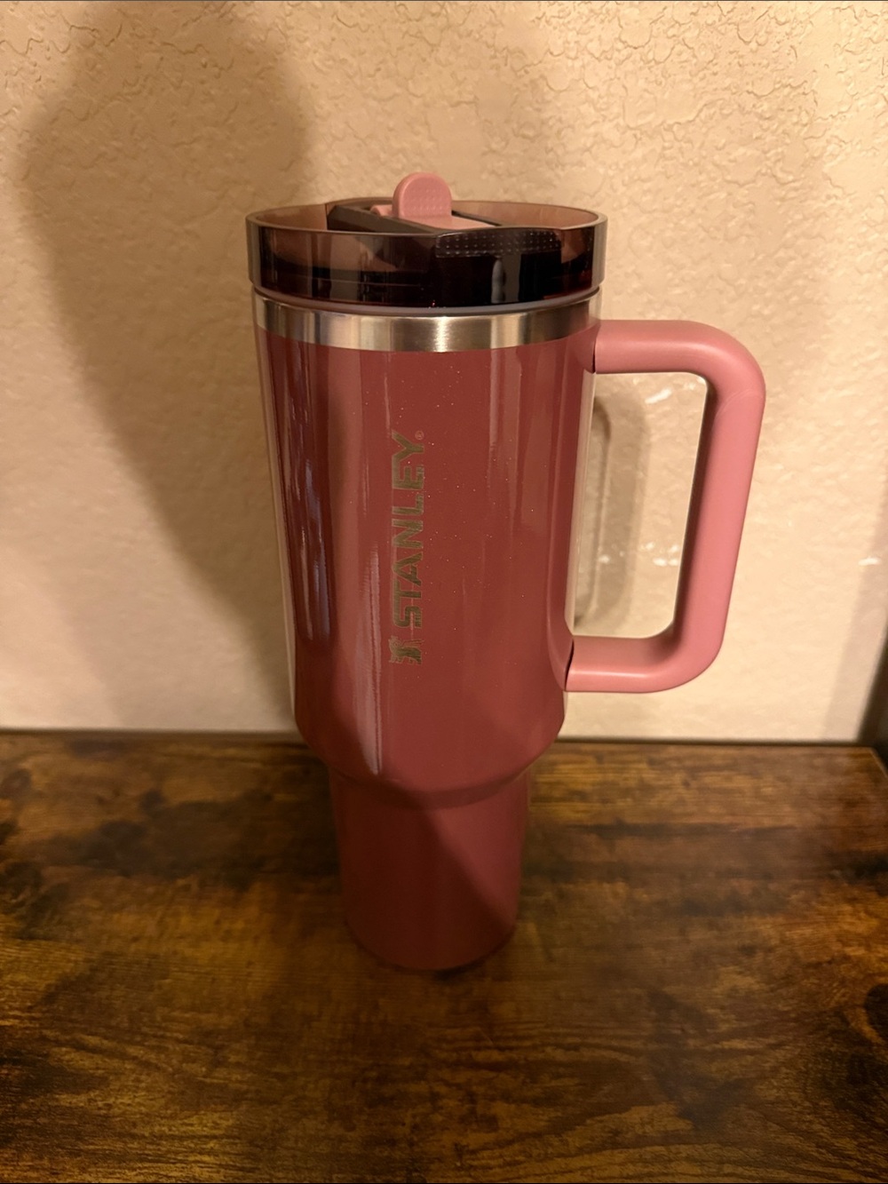 Stanley 40oz Rose Pink Insulated Travel Mug with Handle